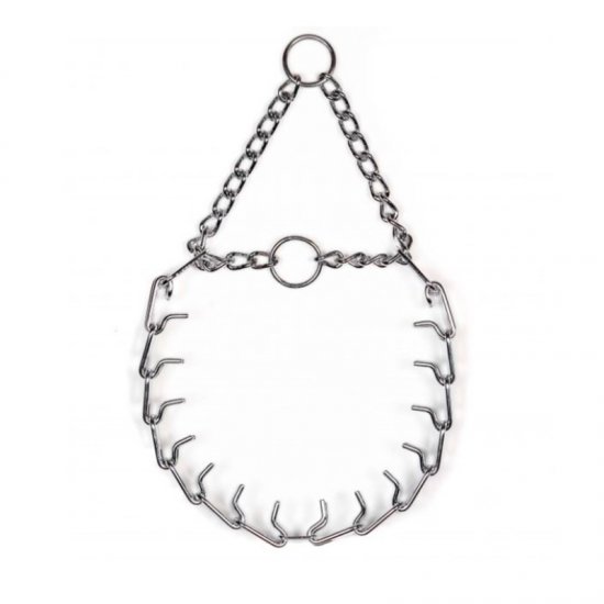 ULTRA PLUS Chrome Plated Prong Collar with Center Plate 2 O rings and Assembly Chain 3.0 mm x 20 in 50 cm Herm Sprenger