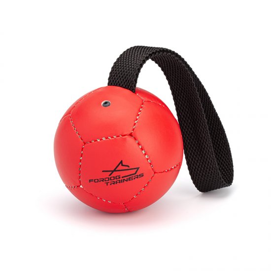 Inflatable Leather Ball Dog Toy With Handle Red 4 10cm