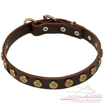Leather dog collar narrow for comfort of your pet