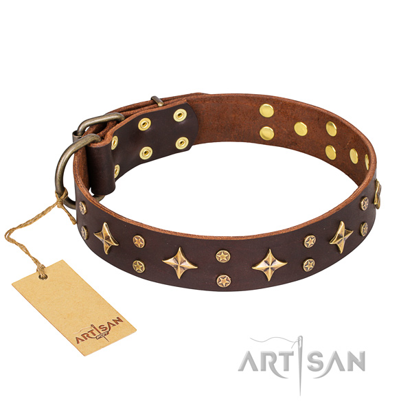 Amazing full grain natural leather dog collar for handy use