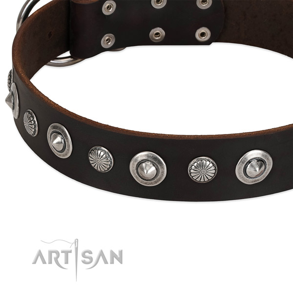 Trendy studded dog collar of best quality genuine leather