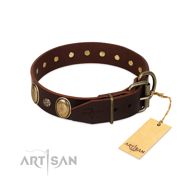 Everyday use high quality full grain natural leather dog collar