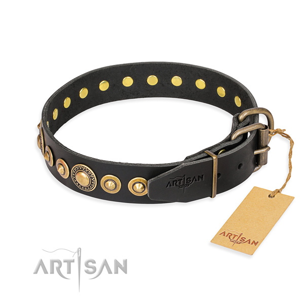 Flexible leather collar handmade for your four-legged friend