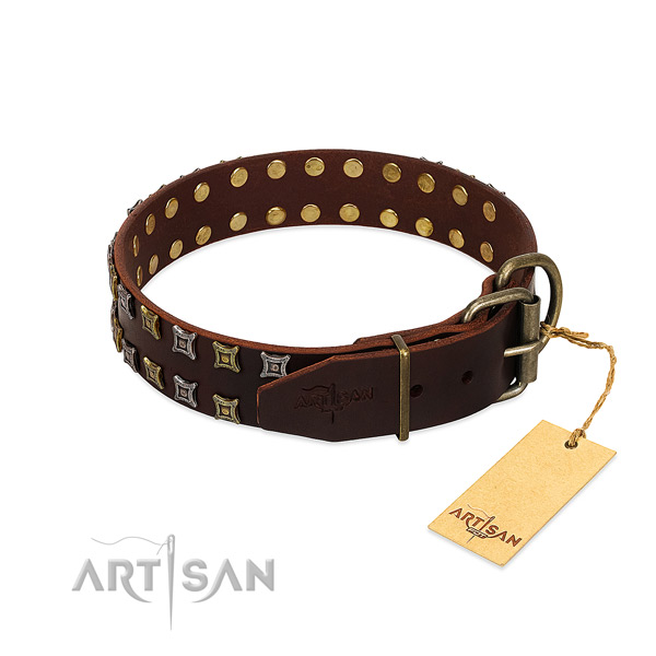 Strong full grain leather dog collar crafted for your canine