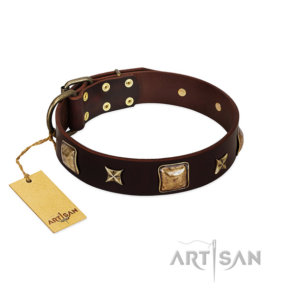 Stylish design genuine leather collar for your pet