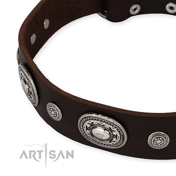 Soft to touch genuine leather dog collar crafted for your stylish canine