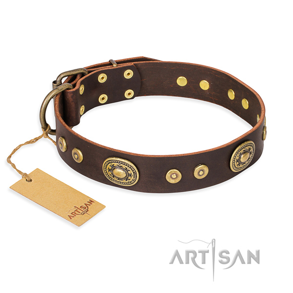 Genuine leather dog collar made of best quality material with corrosion proof fittings
