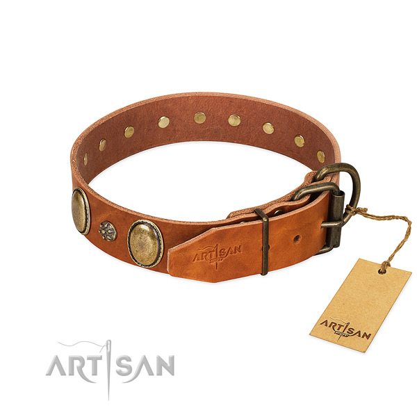 Comfortable wearing top rate genuine leather dog collar