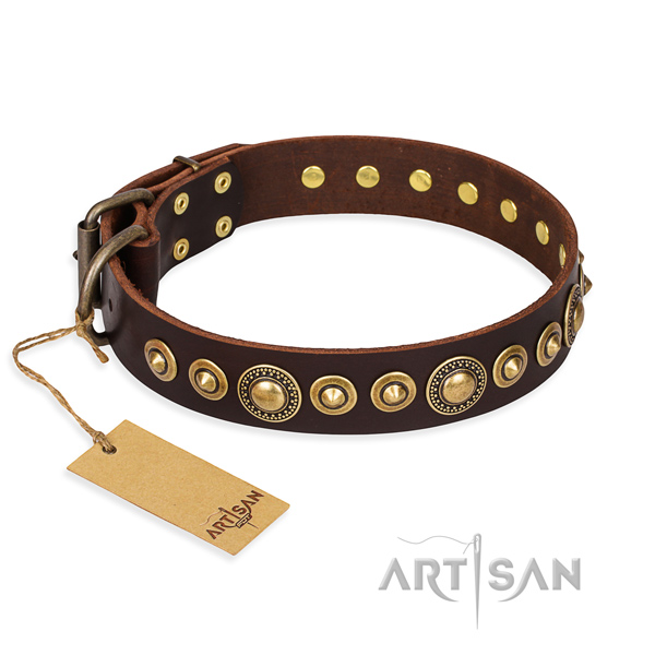 Gentle to touch natural genuine leather collar crafted for your dog