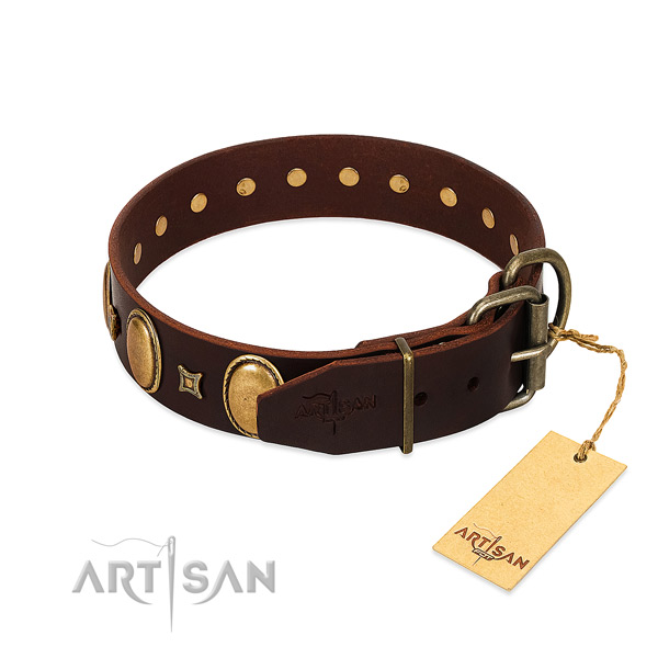Gentle to touch genuine leather collar crafted for your canine