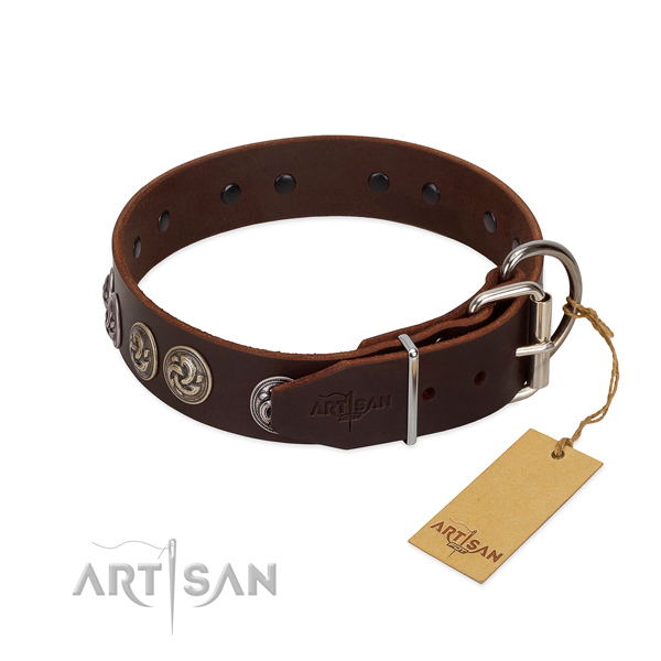 Durable hardware on significant leather dog collar