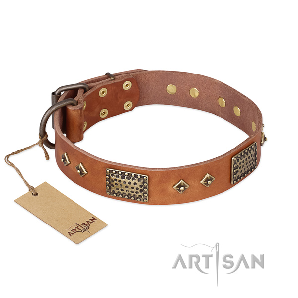 Incredible genuine leather dog collar for easy wearing