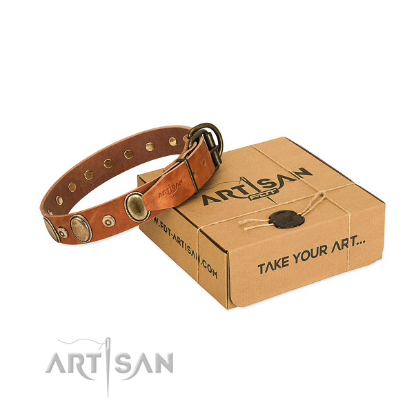 Soft full grain leather collar handcrafted for your pet