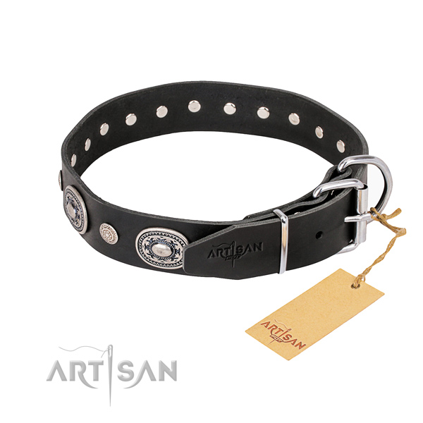 Top rate full grain leather dog collar crafted for everyday walking