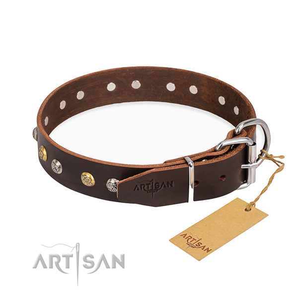 Soft leather dog collar made for everyday walking