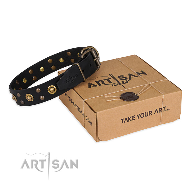 Rust-proof hardware on genuine leather collar for your lovely four-legged friend