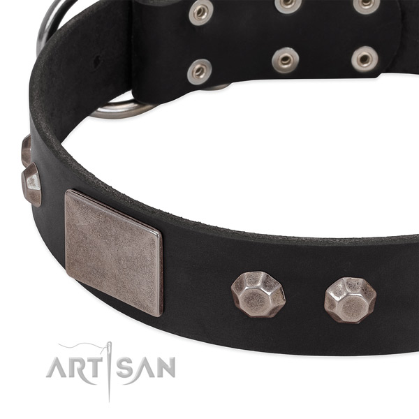 Daily use top notch genuine leather dog collar