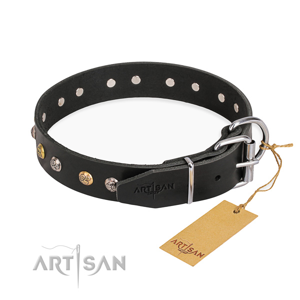 Durable leather dog collar made for walking