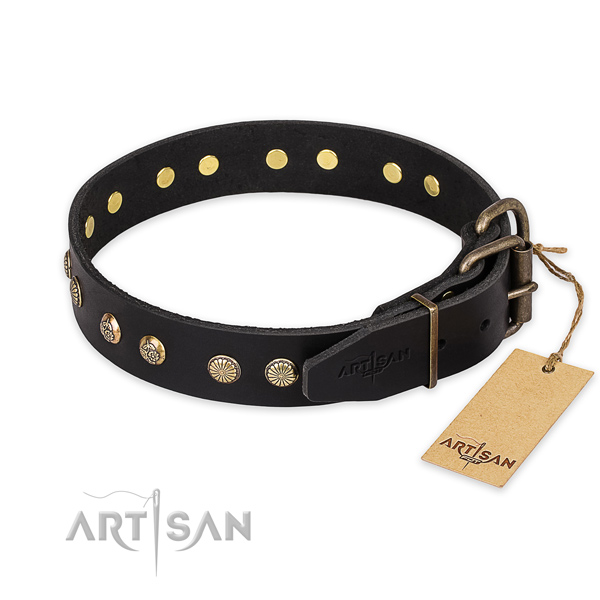 Rust-proof hardware on genuine leather collar for your attractive four-legged friend