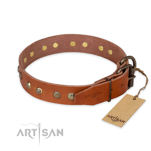 Rust resistant hardware on genuine leather collar for your stylish doggie