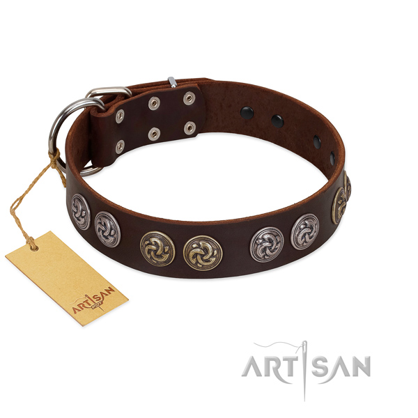 Durable fittings on top quality full grain leather dog collar