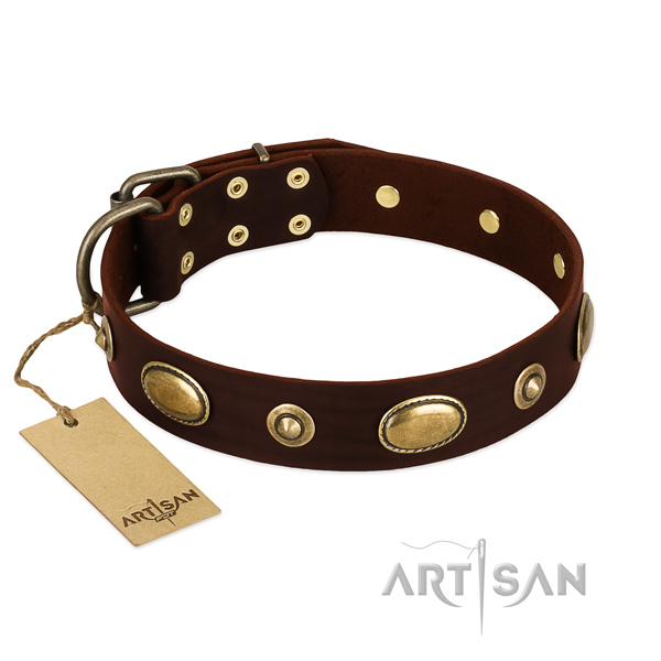 Perfect fit full grain natural leather collar for your doggie
