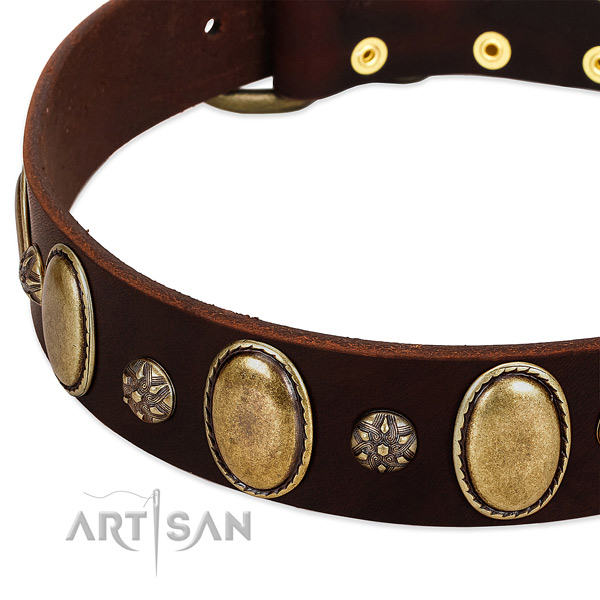 Comfortable wearing soft to touch leather dog collar