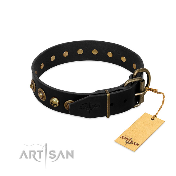Natural leather collar with exquisite studs for your four-legged friend