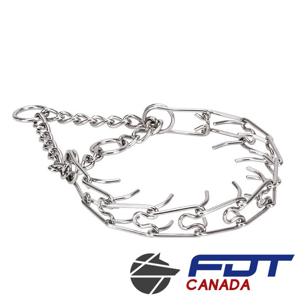 Rust resistant stainless steel prong collar for badly behaved canines
